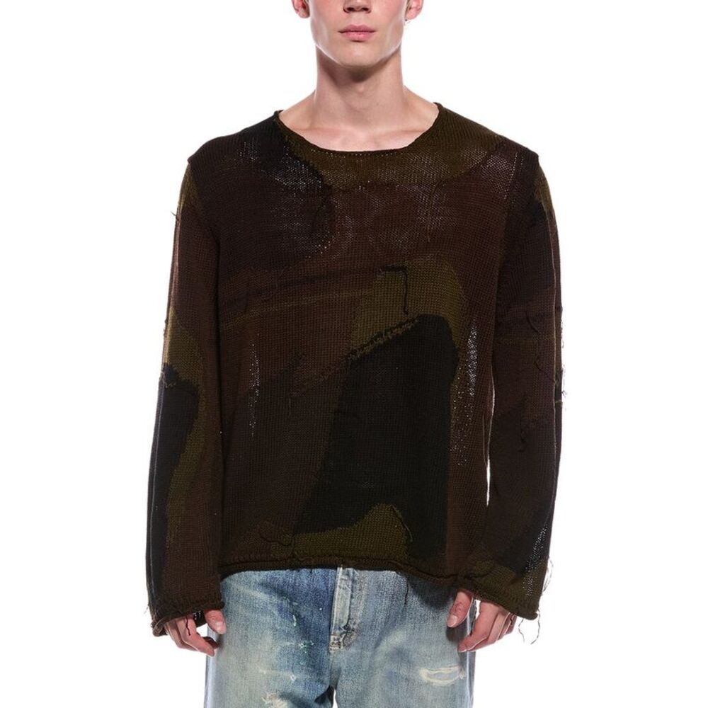 Our Legacy Mens Rigid Popover Crewneck Sweater, Green